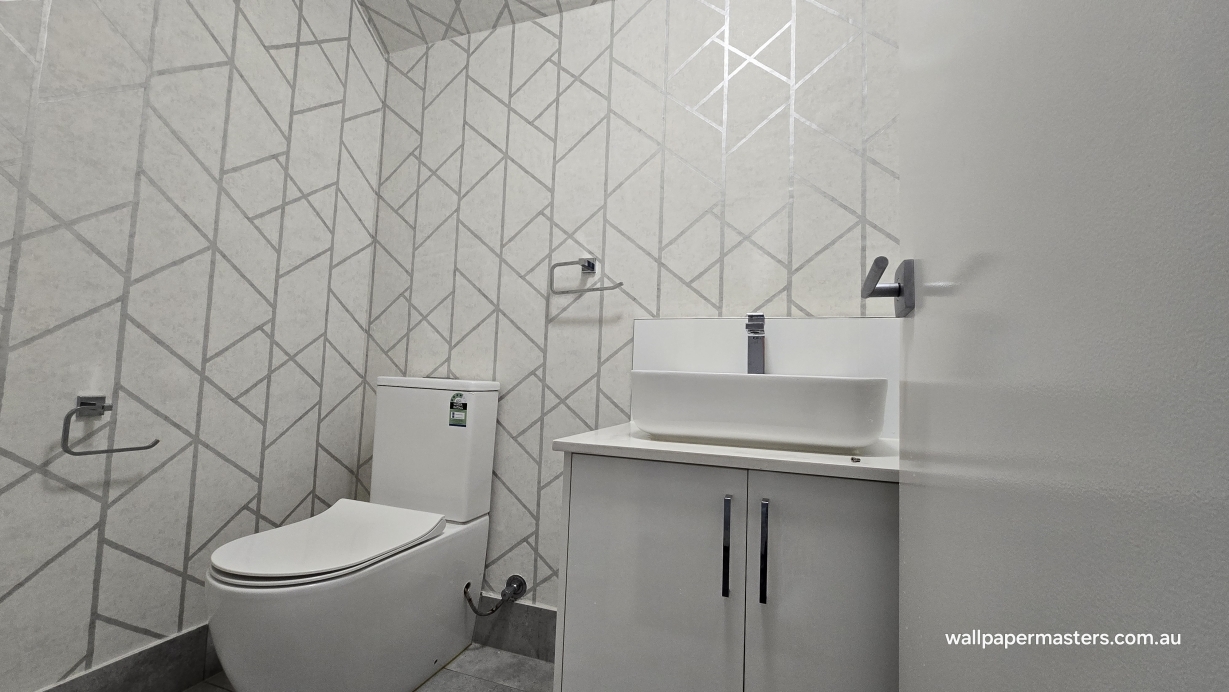 Bathroom and toilet wallpaper installed by Wallpaper Masters Sydney