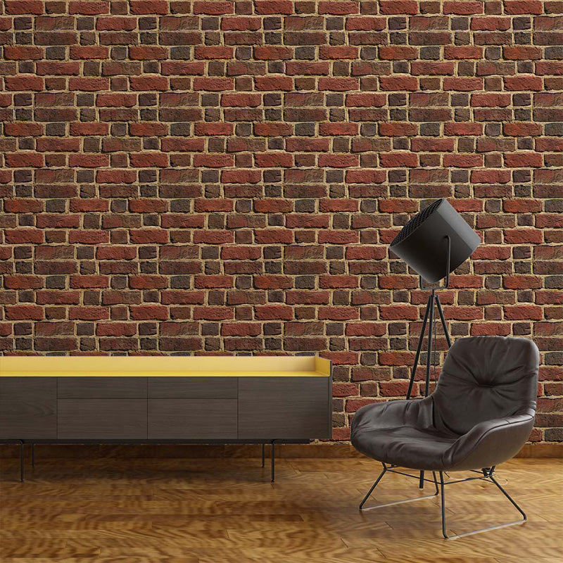 Modern interior with brick wallpaper