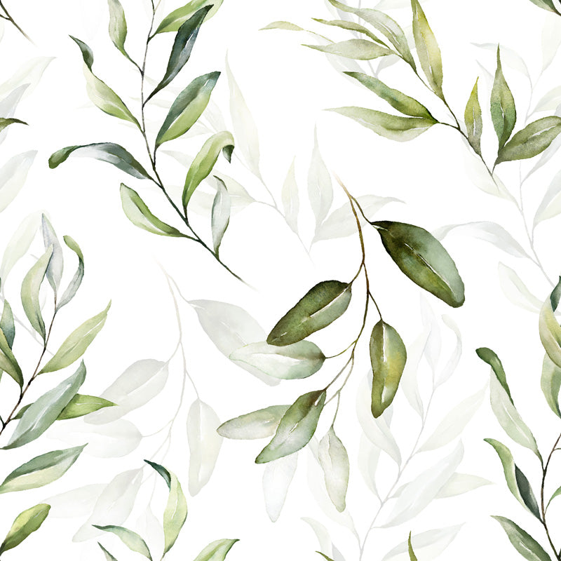 Watercolour leaf branch wallpaper detail