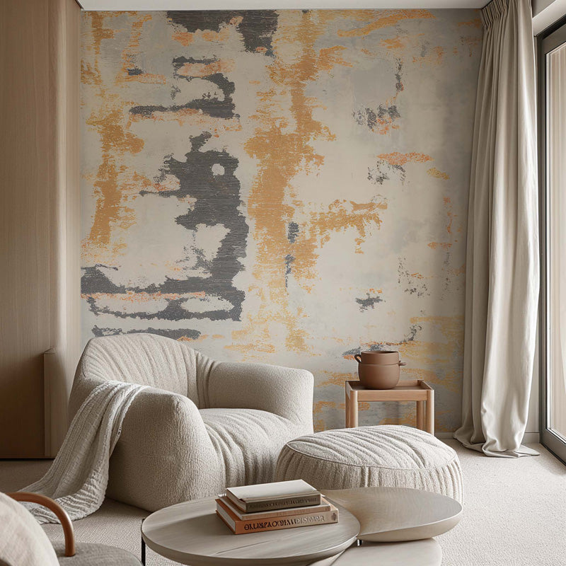 Gold textured wallpaper detail