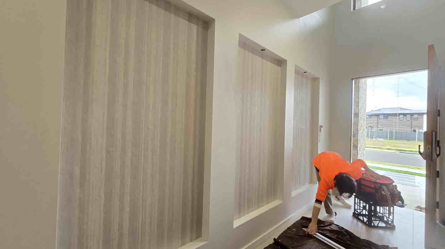 Niche feature wall wallpaper installed by Wallpaper Masters Sydney