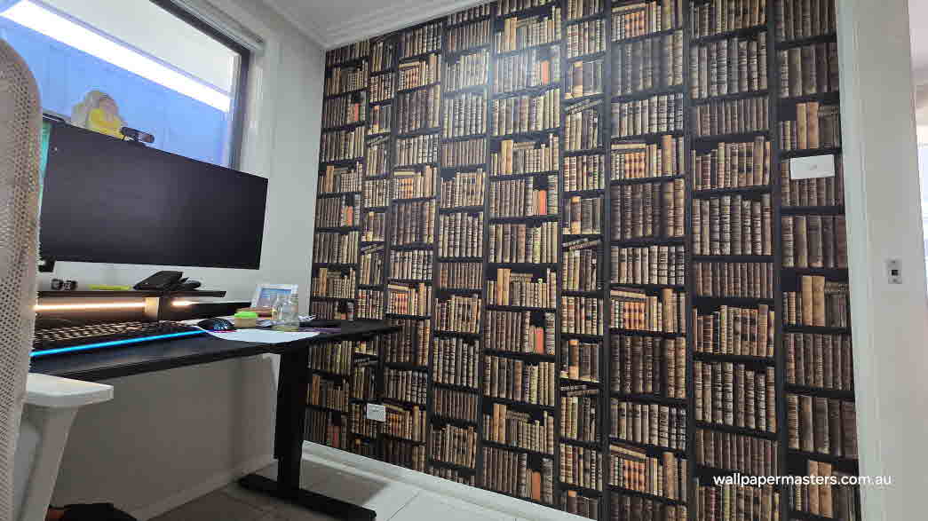 Office room wallpaper feature wall installed by Wallpaper Masters Sydney