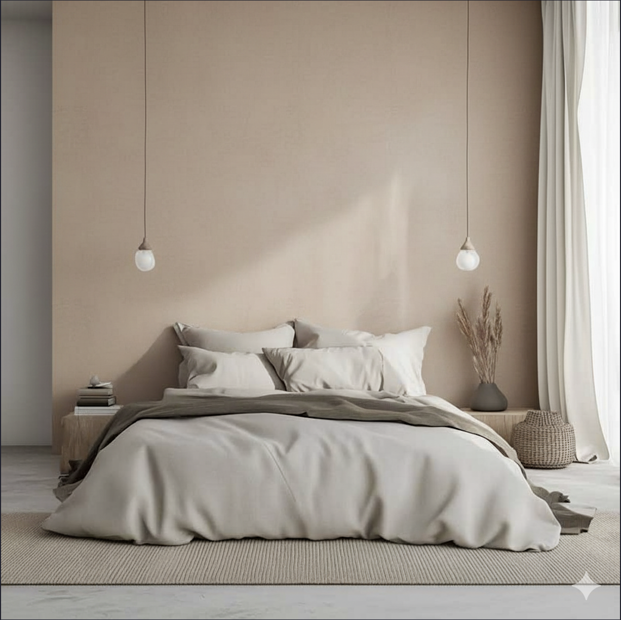 Complete bedroom before wallpaper try-on
